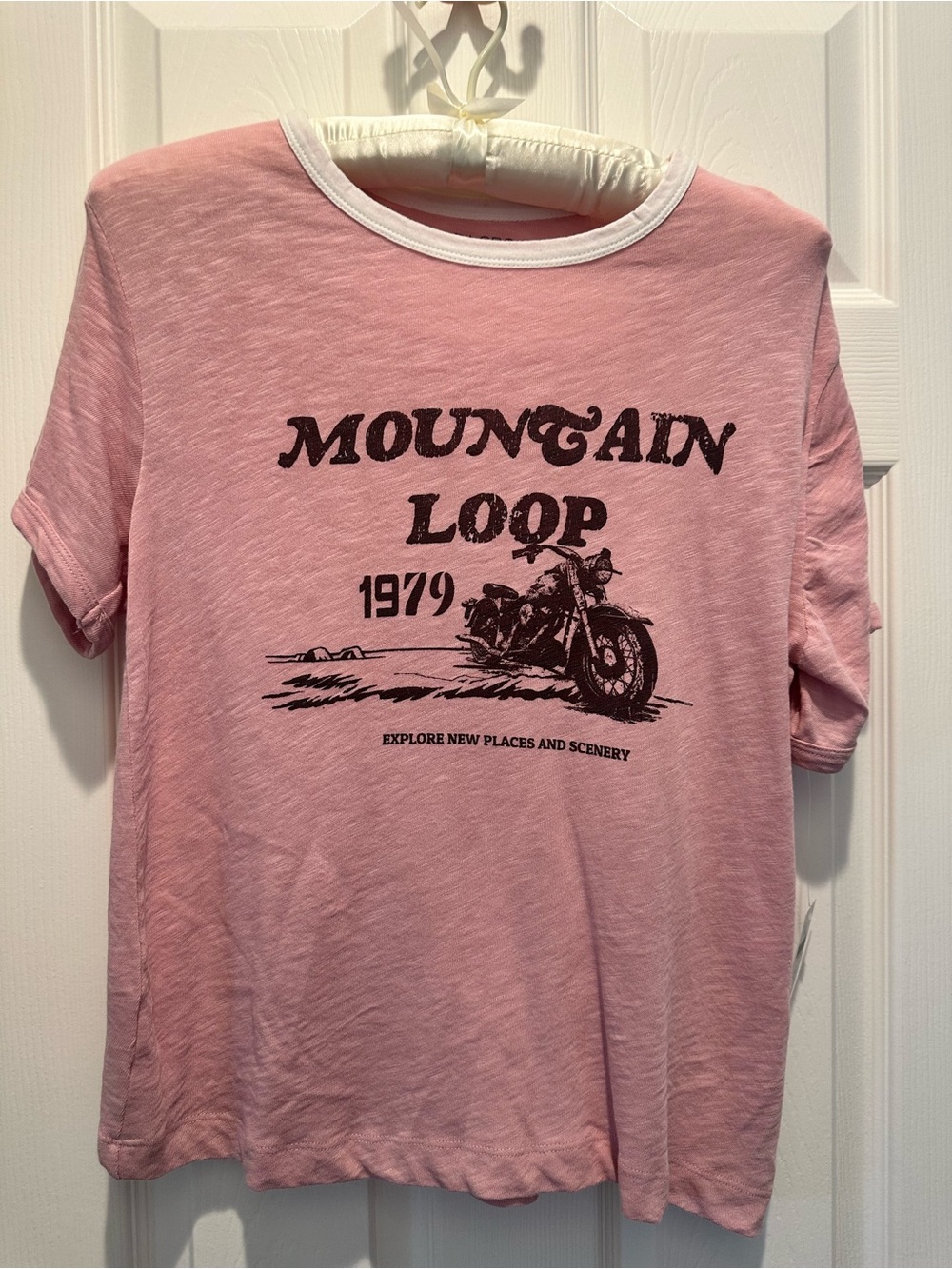 Pilcro by Anthropologie Mountain Loop Graphic T-Shirt in Pink NWT size S